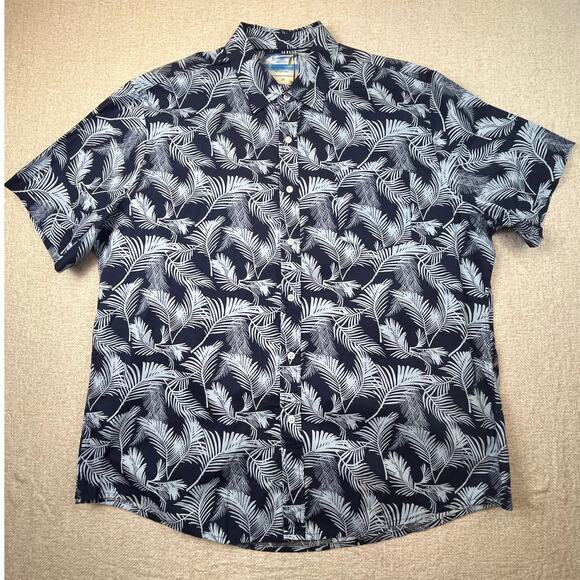 Georg Roth Men’s 2XL Blue/Light Blue Palm Print Hawaiian Short Sleeve Shirt - Picture 1 of 6